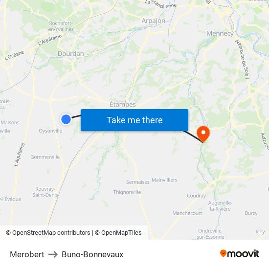 Merobert to Buno-Bonnevaux map