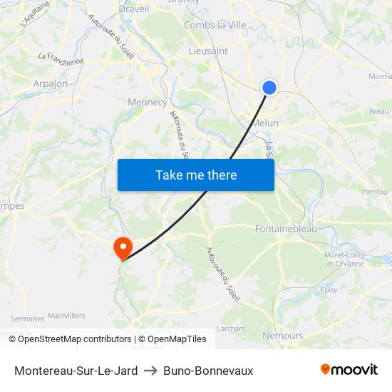 Montereau-Sur-Le-Jard to Buno-Bonnevaux map