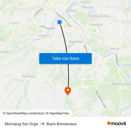 Morsang-Sur-Orge to Buno-Bonnevaux map