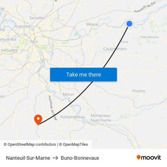 Nanteuil-Sur-Marne to Buno-Bonnevaux map