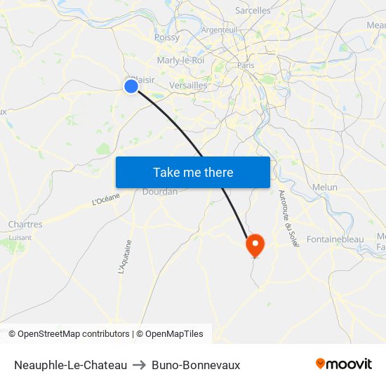 Neauphle-Le-Chateau to Buno-Bonnevaux map