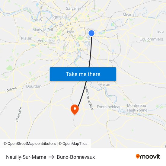 Neuilly-Sur-Marne to Buno-Bonnevaux map