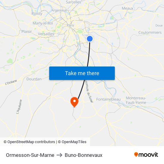 Ormesson-Sur-Marne to Buno-Bonnevaux map