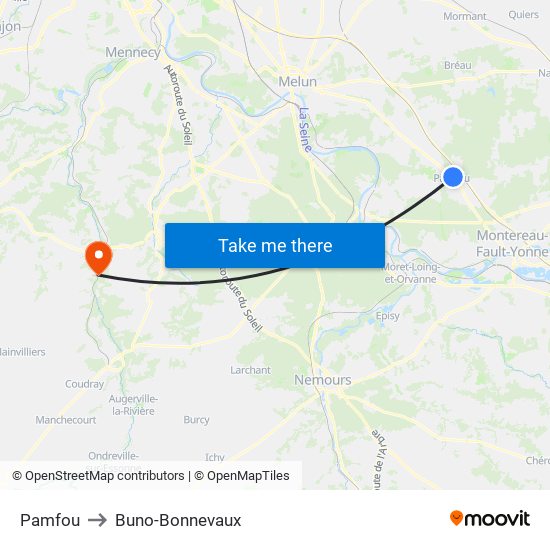 Pamfou to Buno-Bonnevaux map