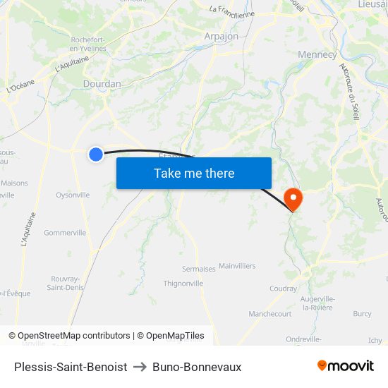 Plessis-Saint-Benoist to Buno-Bonnevaux map