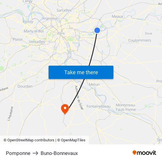 Pomponne to Buno-Bonnevaux map
