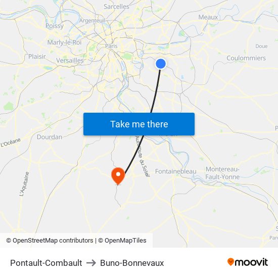 Pontault-Combault to Buno-Bonnevaux map