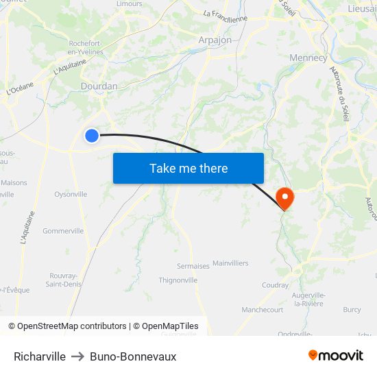 Richarville to Buno-Bonnevaux map
