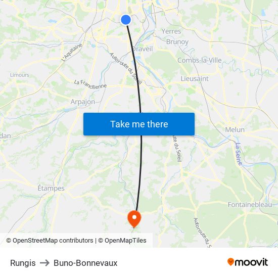 Rungis to Buno-Bonnevaux map