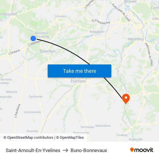 Saint-Arnoult-En-Yvelines to Buno-Bonnevaux map