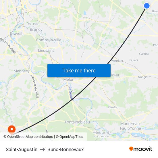 Saint-Augustin to Buno-Bonnevaux map