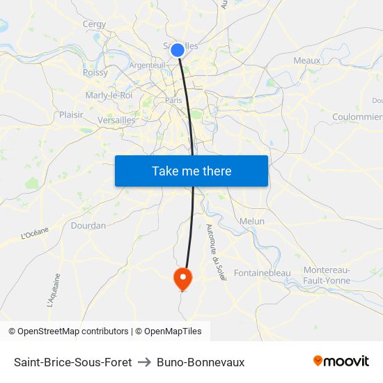 Saint-Brice-Sous-Foret to Buno-Bonnevaux map
