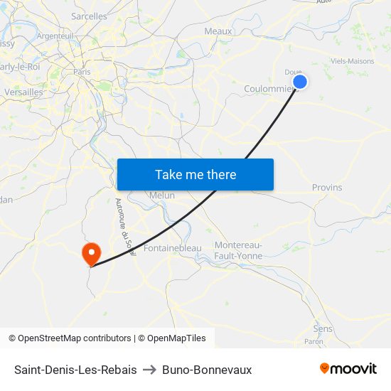 Saint-Denis-Les-Rebais to Buno-Bonnevaux map