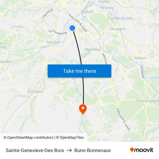 Sainte-Genevieve-Des-Bois to Buno-Bonnevaux map