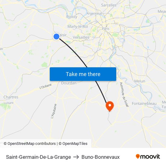 Saint-Germain-De-La-Grange to Buno-Bonnevaux map