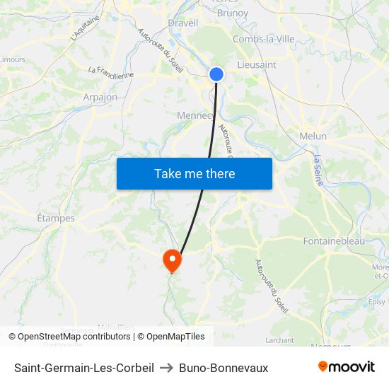 Saint-Germain-Les-Corbeil to Buno-Bonnevaux map