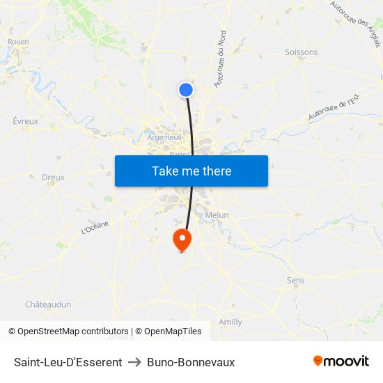 Saint-Leu-D'Esserent to Buno-Bonnevaux map