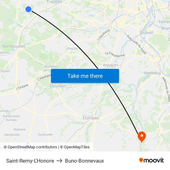 Saint-Remy-L'Honore to Buno-Bonnevaux map