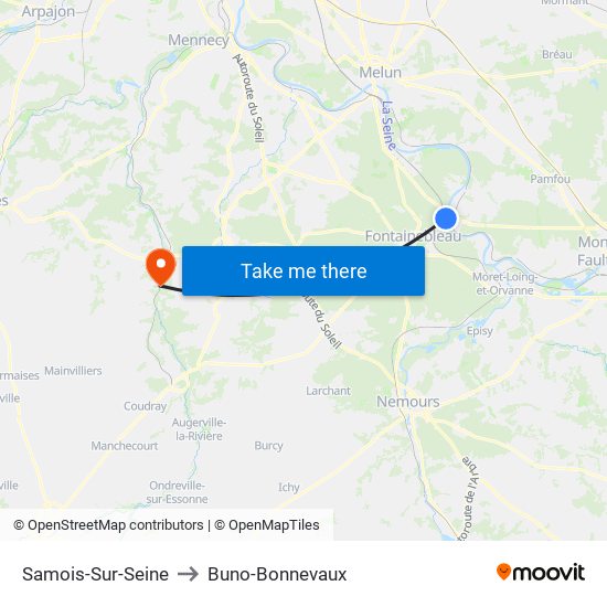 Samois-Sur-Seine to Buno-Bonnevaux map