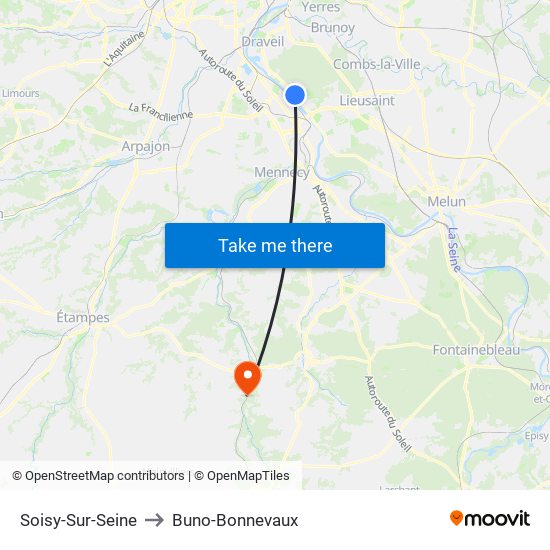 Soisy-Sur-Seine to Buno-Bonnevaux map