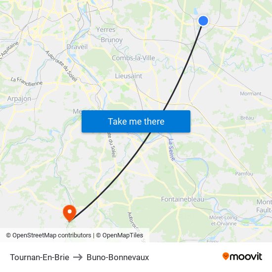 Tournan-En-Brie to Buno-Bonnevaux map
