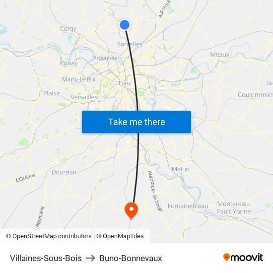 Villaines-Sous-Bois to Buno-Bonnevaux map