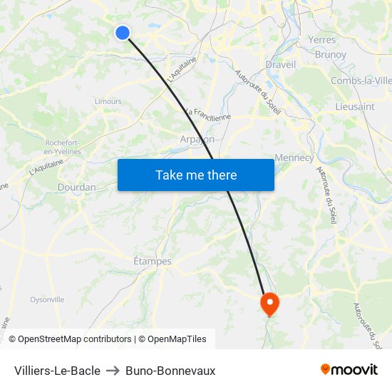 Villiers-Le-Bacle to Buno-Bonnevaux map