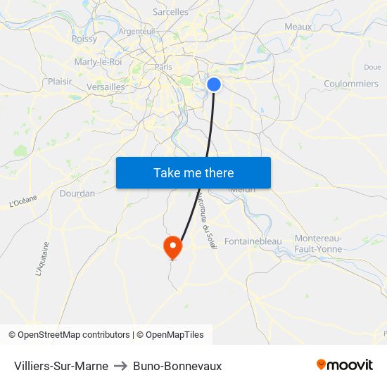 Villiers-Sur-Marne to Buno-Bonnevaux map