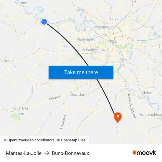 Mantes-La-Jolie to Buno-Bonnevaux map