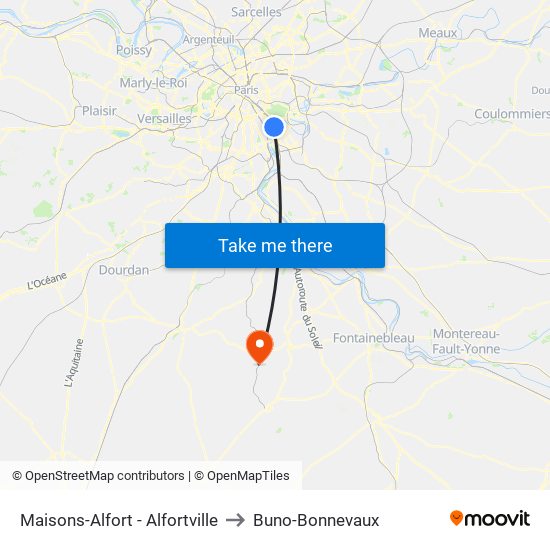 Maisons-Alfort - Alfortville to Buno-Bonnevaux map