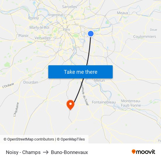 Noisy - Champs to Buno-Bonnevaux map