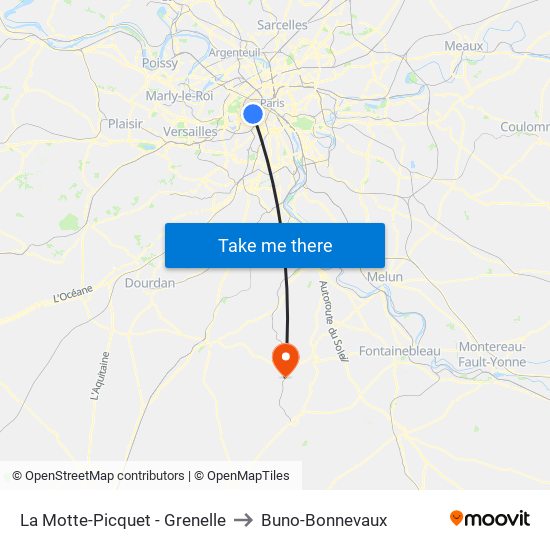 La Motte-Picquet - Grenelle to Buno-Bonnevaux map