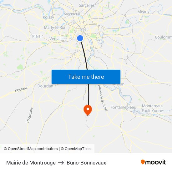 Mairie de Montrouge to Buno-Bonnevaux map
