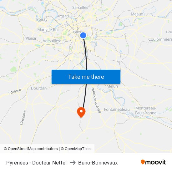 Pyrénées - Docteur Netter to Buno-Bonnevaux map