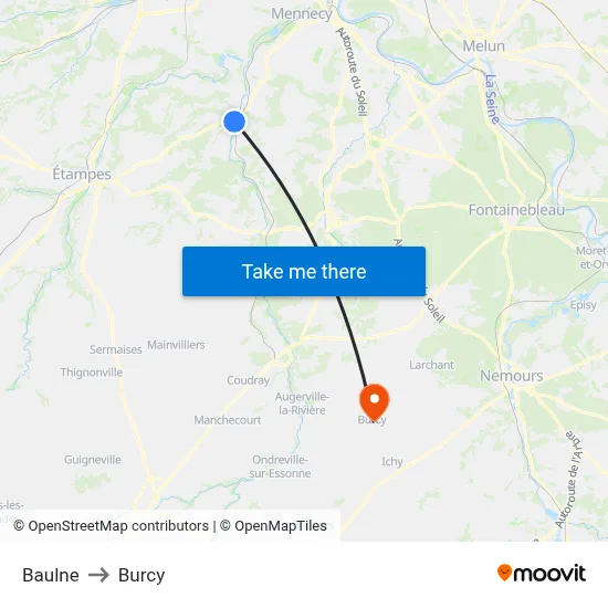 Baulne to Burcy map