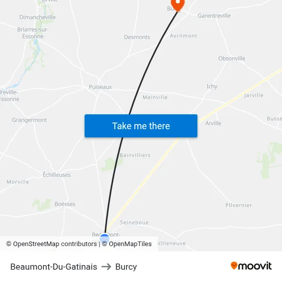 Beaumont-Du-Gatinais to Burcy map