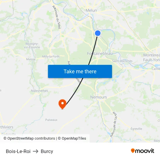 Bois-Le-Roi to Burcy map