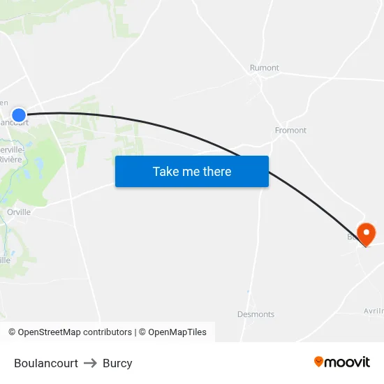 Boulancourt to Burcy map