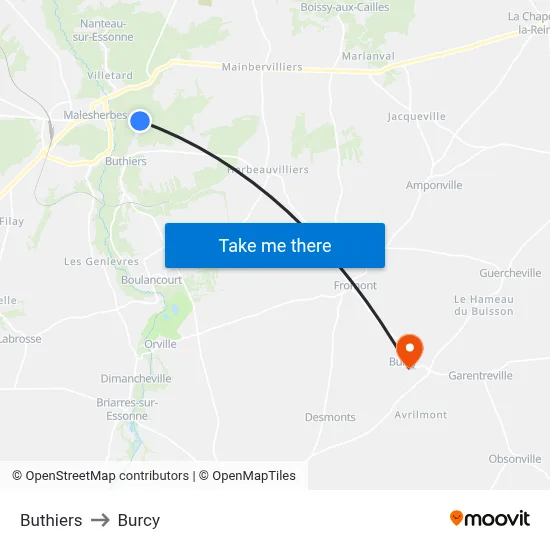 Buthiers to Burcy map