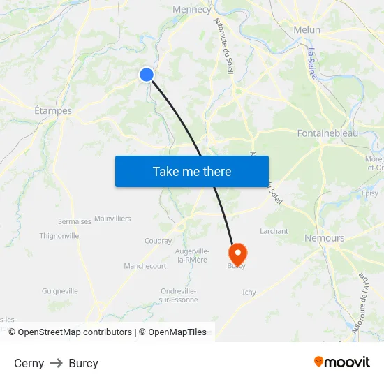 Cerny to Burcy map