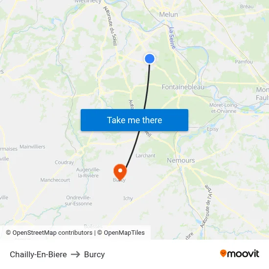 Chailly-En-Biere to Burcy map