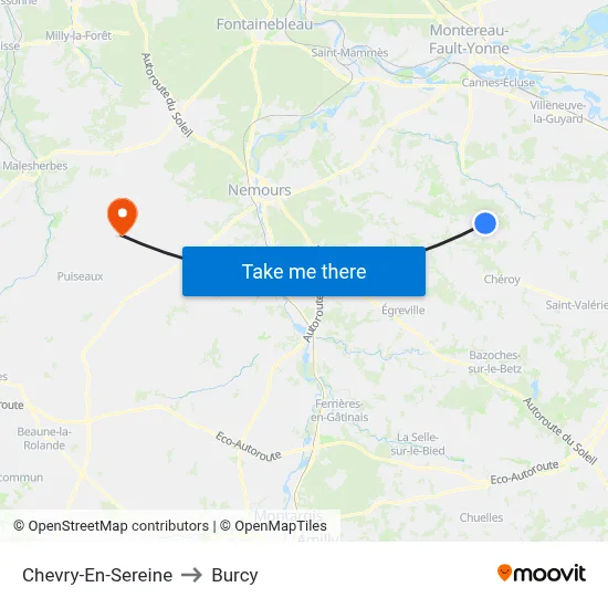 Chevry-En-Sereine to Burcy map