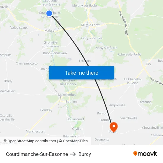 Courdimanche-Sur-Essonne to Burcy map