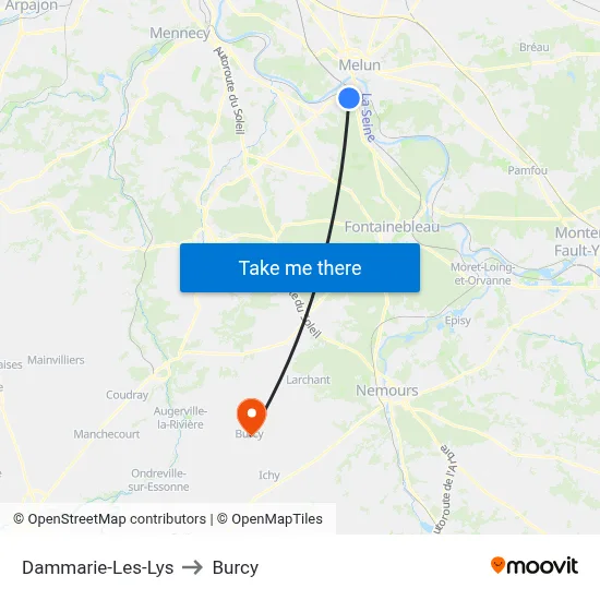 Dammarie-Les-Lys to Burcy map