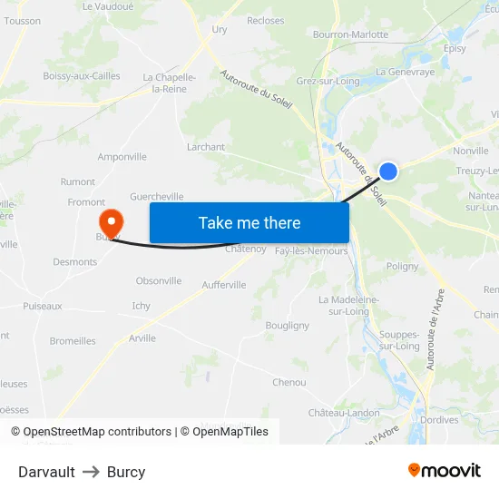 Darvault to Burcy map