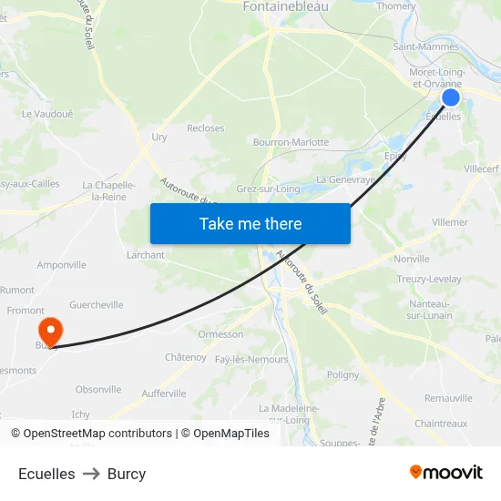 Ecuelles to Burcy map