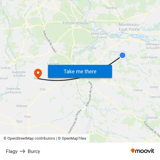 Flagy to Burcy map