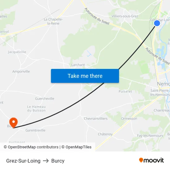 Grez-Sur-Loing to Burcy map