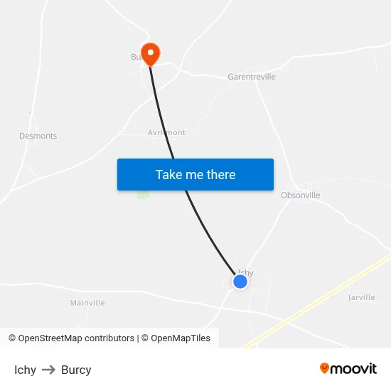 Ichy to Burcy map