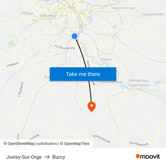 Juvisy-Sur-Orge to Burcy map